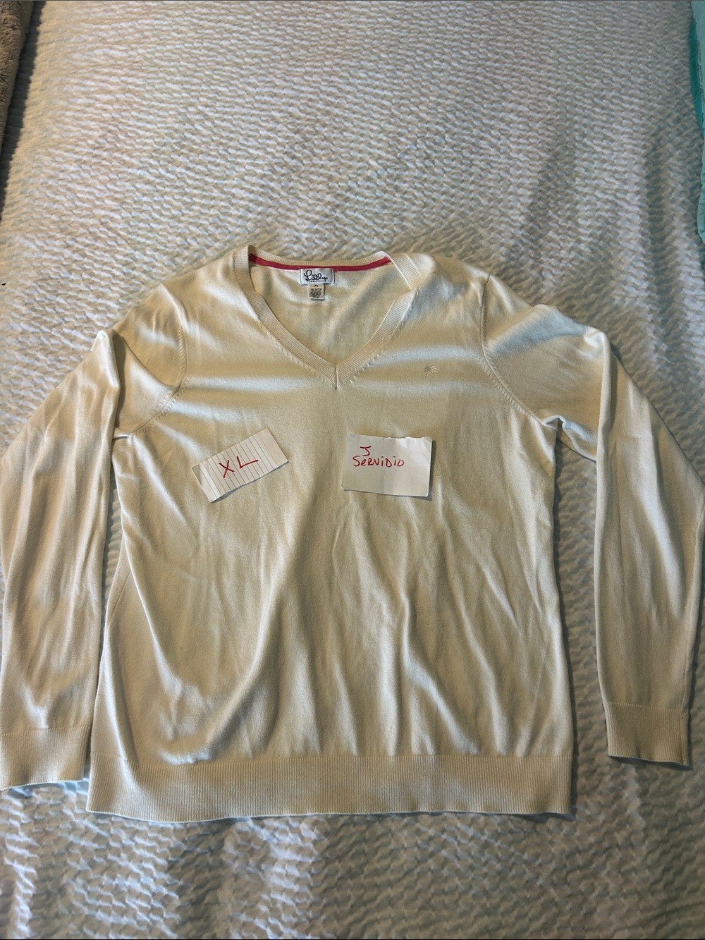 Lilly Pulitzer V-Neck Sweater in Light Cream